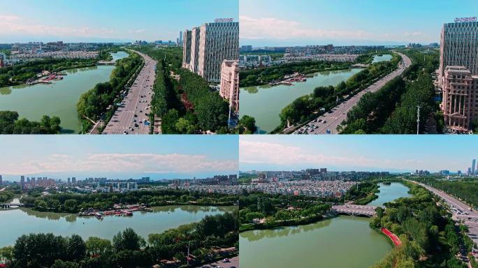 宁夏银川北京路典农河航拍