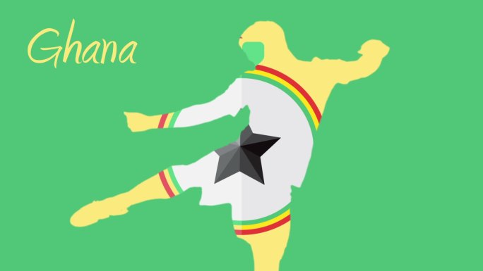加纳世界杯2014动画与球员在绿色