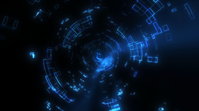 科技时光隧道穿梭视频素材 蓝色