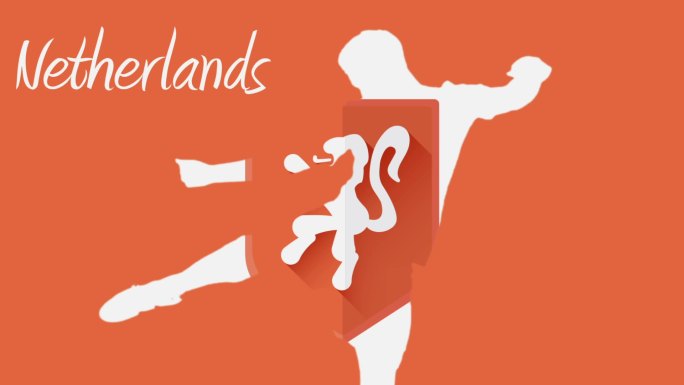 荷兰世界杯2014动画与球员在橙色