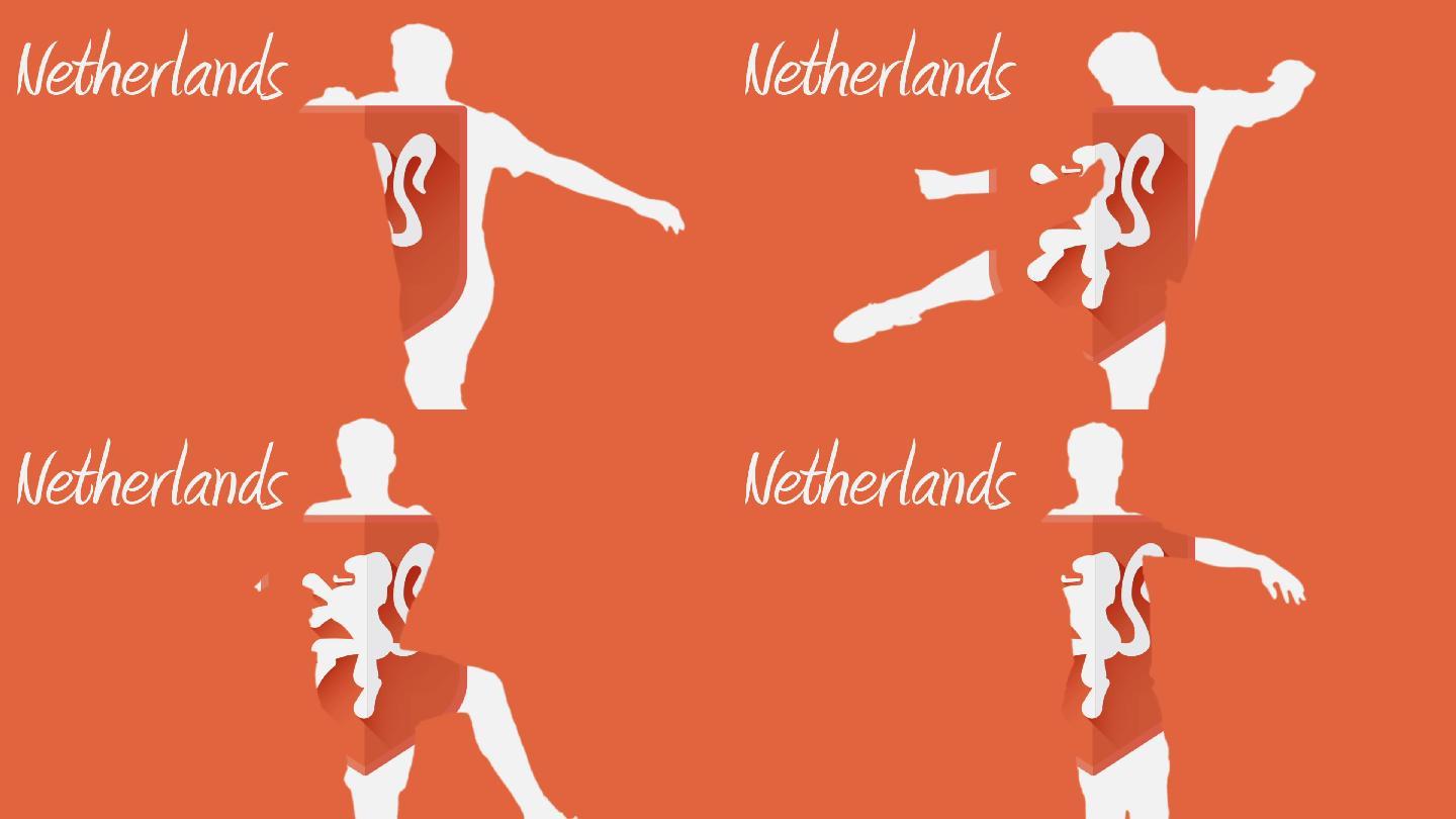 荷兰世界杯2014动画与球员在橙色