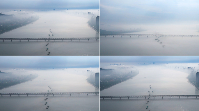 云雾中的钱塘江大桥