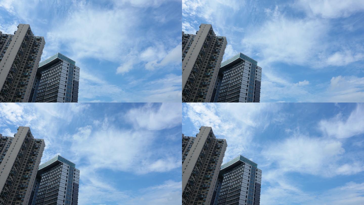 延时高楼蓝天白云拍摄