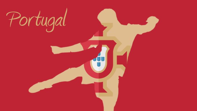 葡萄牙世界杯2014动画与球员在红色和黄色