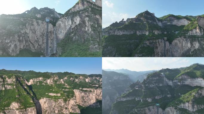 航拍山西太行山八泉峡大门山脉