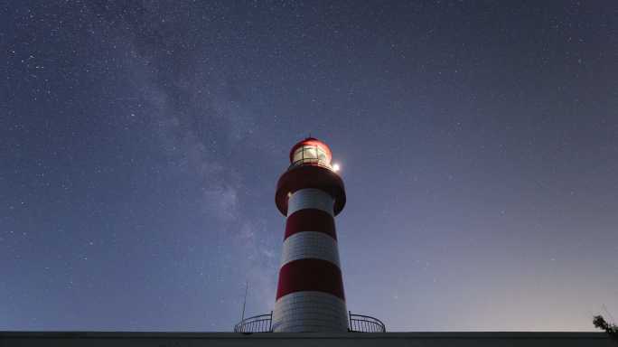 灯塔 星空 银河 延时