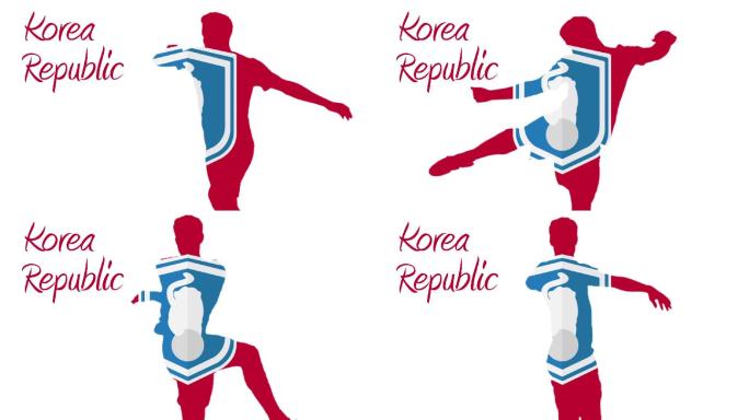 韩国世界杯2014动画与球员在白色和蓝色
