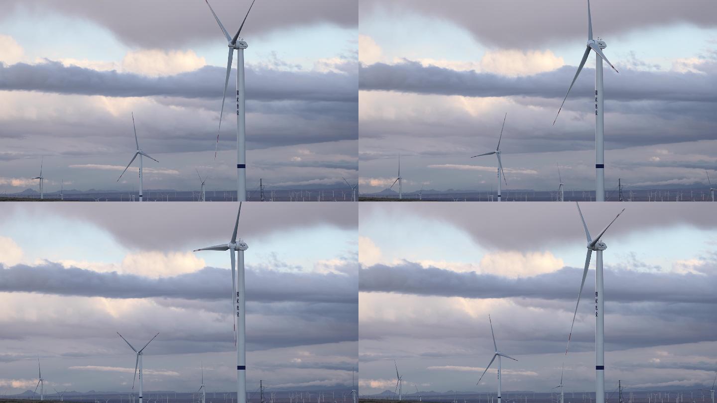 戈壁滩上风力发电场