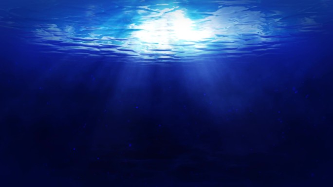 水下光线穿过蓝色海洋