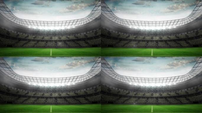 大型足球场灯光闪烁的数字动画