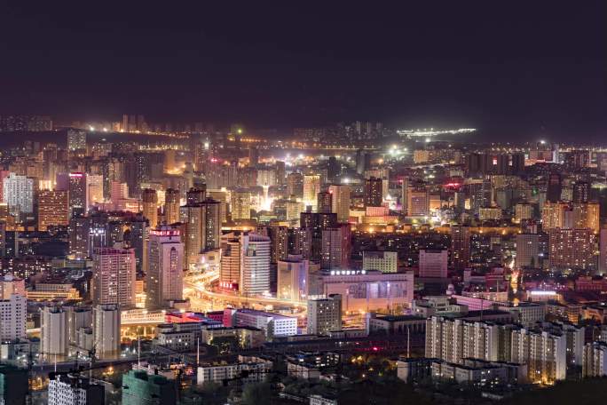 新疆乌鲁木齐城市夜景延时摄影