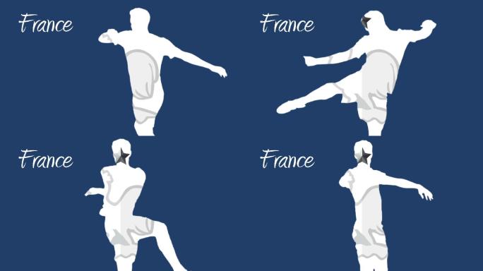 法国世界杯2014动画与球员在蓝色和白色