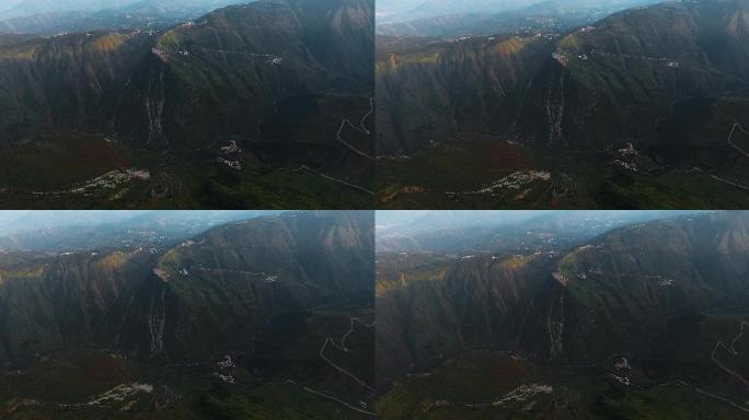 绕山公路村庄拍摄视频