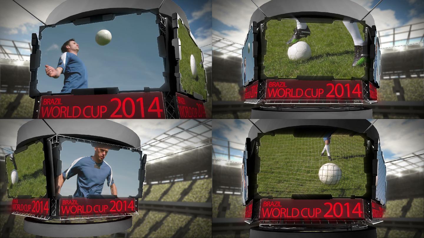 2014年世界杯的动画在大型体育场用巨大的屏幕显示球员