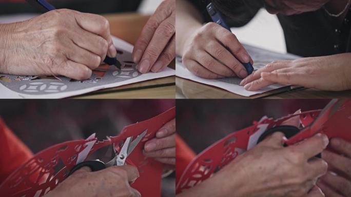 【原创】4K传统文化剪纸手部特写视频素材