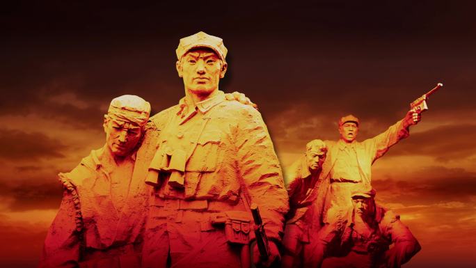 中国工农红军西路军红色雕塑 视频循环背景