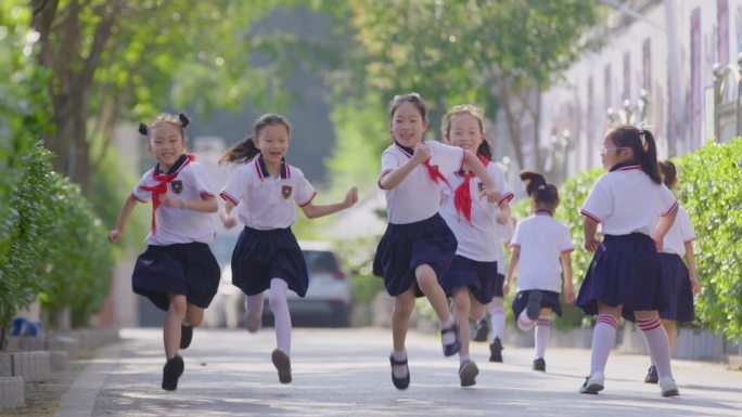 中学生小学生学校红领巾学习生活上学放学