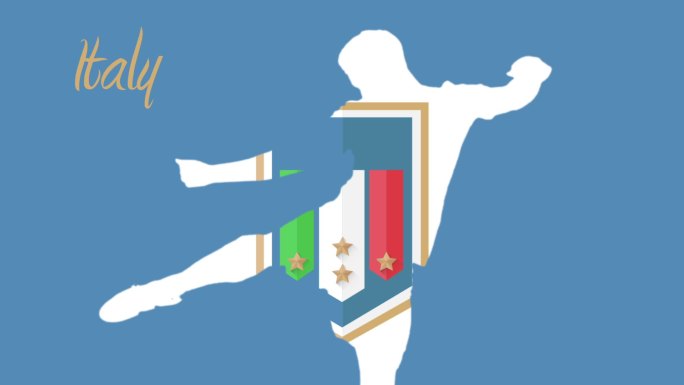 意大利世界杯2014动画与球员在蓝色