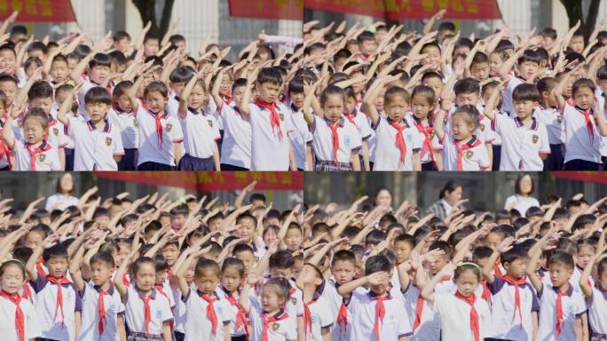 学校中学生小学生课间学校操场升旗降旗仪式