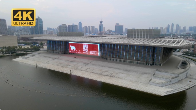 原创4K天津文化中心天津大剧院万象城航拍