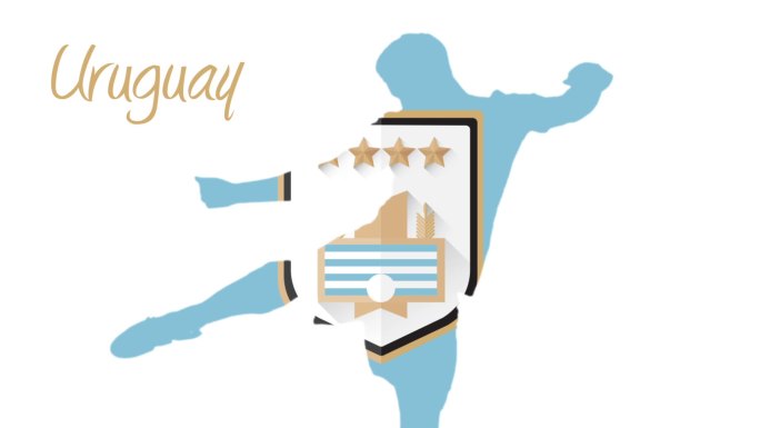 乌拉圭世界杯2014动画与球员在蓝白色