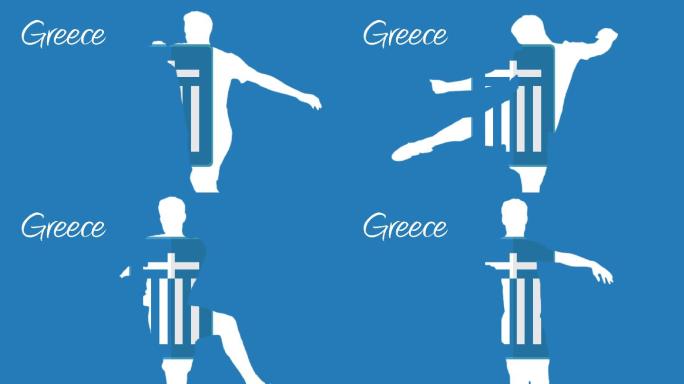 希腊世界杯2014动画与球员在蓝色和白色