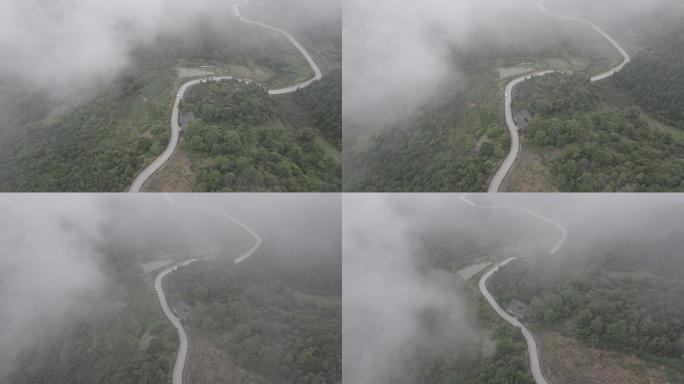 航拍大山中蜿蜒的公路丨Dlog丨原始素材