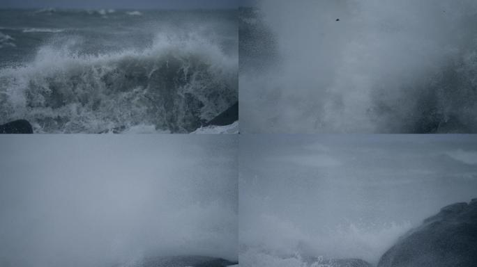 台风天海浪拍打-高速摄影