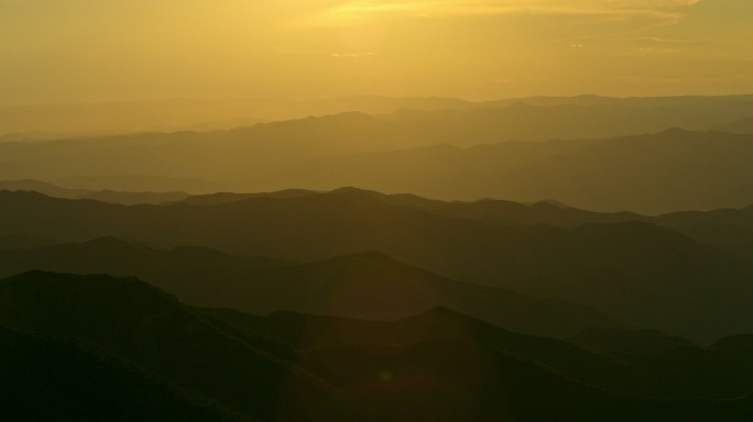 直升机航拍内蒙古黄花沟日落夕阳风车群11