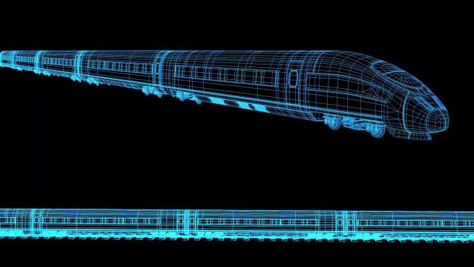 4K蓝色科技全息动车镜头动画素材带通道