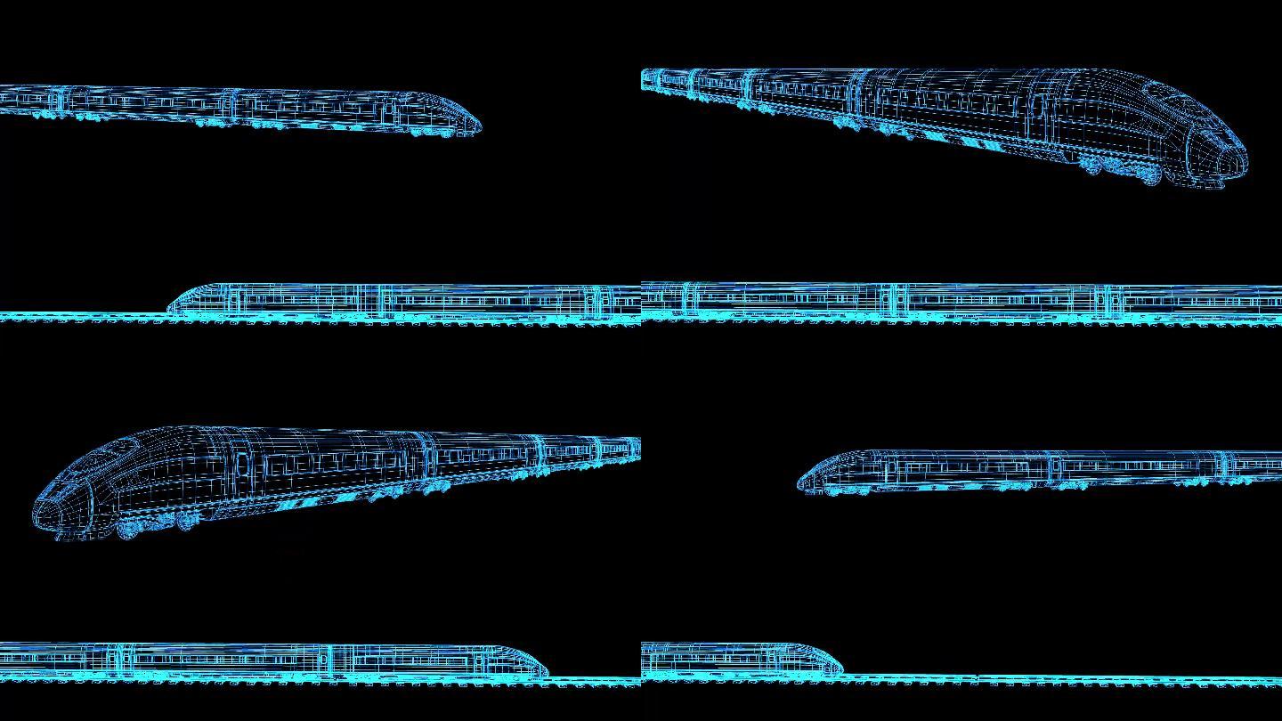 4K蓝色科技全息动车镜头动画素材带通道