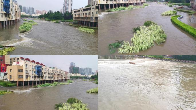 暴雨过后水位上涨河水泛滥