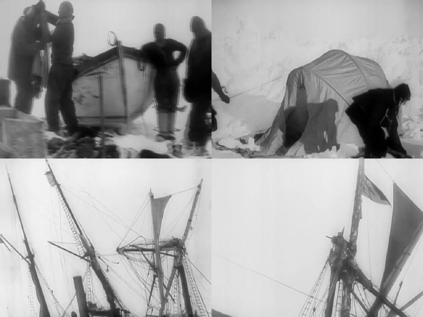 19世纪南极探险冰川搭帐篷营地