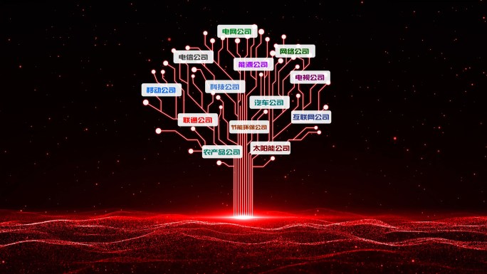 【无插件】4K红色企业科技树生长开场视频