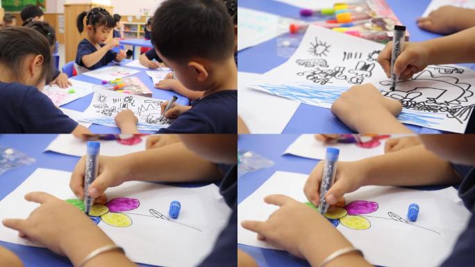 幼儿园孩子在教室画画