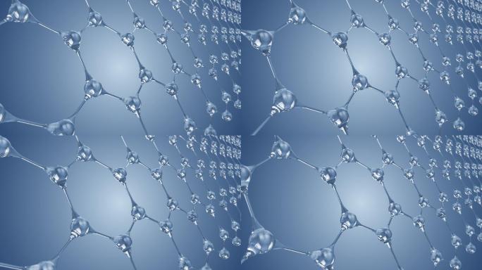 4K 蓝色分子结构矩阵动画  2