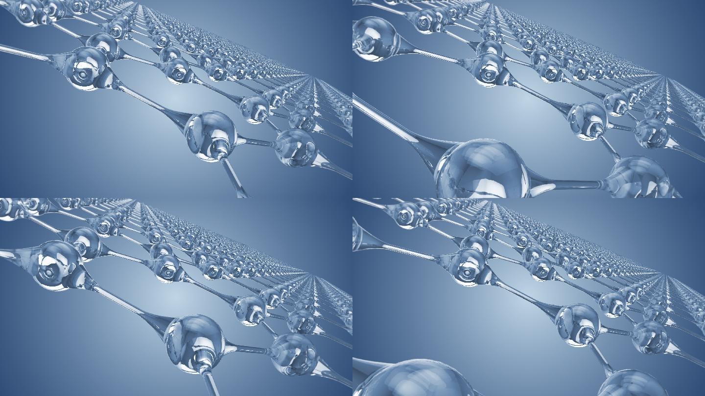 4K 蓝色分子结构矩阵动画  3