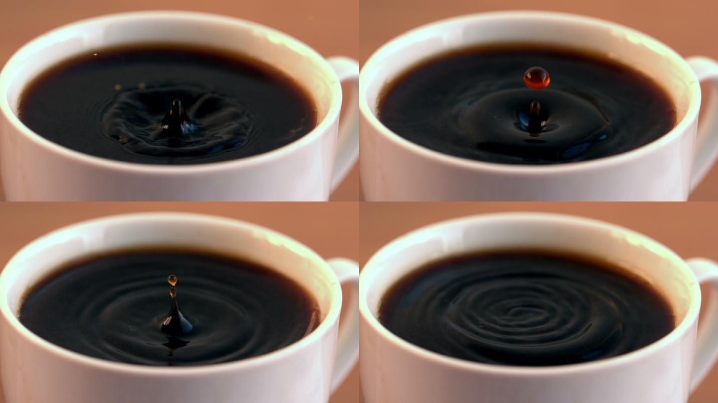 在慢镜头中掉进一杯咖啡里