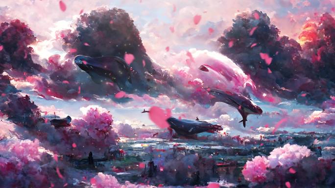 444 花瓣 鲸鱼 鲲 云海 仙境