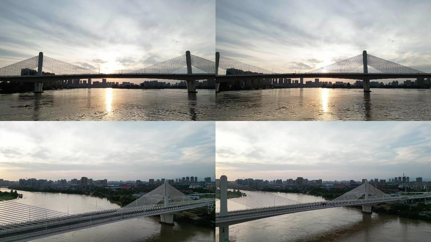 夕阳 胡泊 大桥