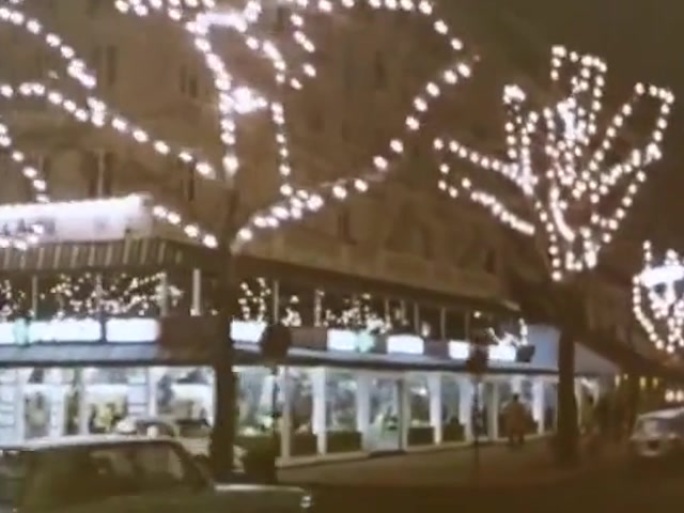 60年代法国巴黎繁荣繁华霓虹灯夜晚浪漫