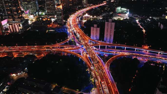 上海延安东路高架桥立交桥夜景移动延时