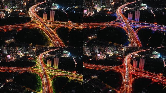 上海繁忙交通 延安高架桥 立交桥移动延时