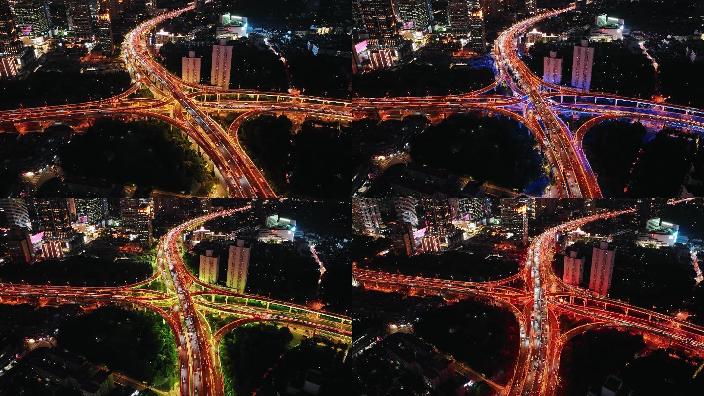 上海延安东路高架桥立交桥夜景移动延时