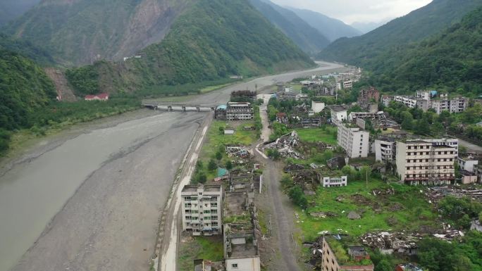 原创 四川汶川512地震北川县城遗址航拍