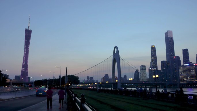 珠江新城猎德大桥日落延时3琶洲日转夜