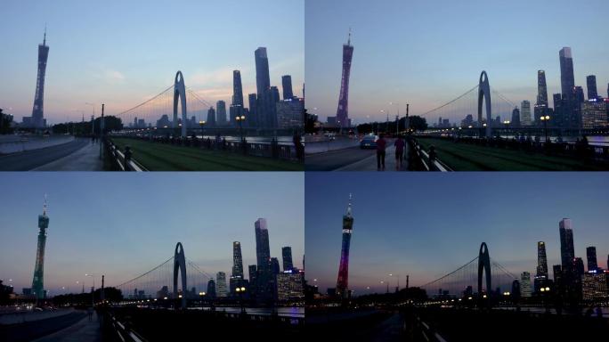 珠江新城猎德大桥日落延时3琶洲日转夜