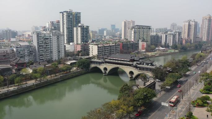 成都市航拍 环球中心九眼桥 河流 航拍