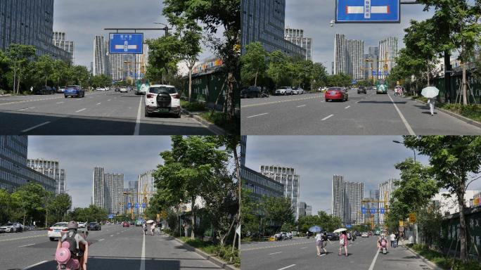 杭州城市街头整洁的马路