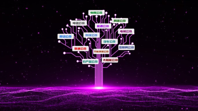 【无插件】4K紫色企业科技树生长开场视频